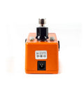 Orange Phase 95 Mini Phaser Pedal With 45 90 Switch, Ultra Compact Half Size Footprint, back view showing power input