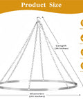 24 Inch Hoop Ceiling Draping Kit For Weddings And Events, stainless steel canopy with measurement details and features