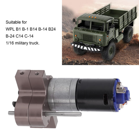 RC Motor Gear Box Set For 1 16 Scale Trucks WPL B1 B 1 C14 Beefed Up Upgrade Parts Metal Gear Box With 370 Motor