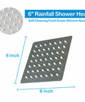 6 Inch High Pressure Rainfall Shower Head With Handheld, Stainless Steel Square Chrome Shower Head, ultra thin design