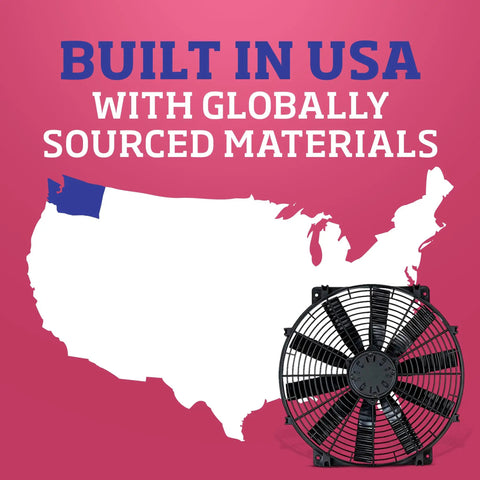 High Performance Flex-Wave LoBoy Electric Puller Fan With 16 Inch Blades Generating Massive 3000 Cfm Airflow on USA map.