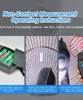 No Sweat Heavy Duty 2 In 1 Digital Rpm Tachometer Gauge Featuring Laser Photo Sensor And Physical Probe For Fast Engine Hvac Motor And Drone Shaft Speed Readouts showing non-contact measurement instructions.