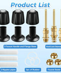 3 Piece Matte Black Tub And Shower Knob Replacement Kit For Verve And Windsor Faucet Handles components displayed
