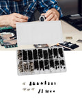 Heavy Duty Alloy Steel Computer Screw Kit 360 Piece Assortment Featuring M2 M2.5 M3 Cross Heads for PC Case on a workbench.