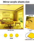 Front view of gold mirror acrylic sheets, 8x8 in, 1/8 in thick, 3-pack with protective film