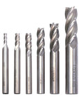 Pro Grade HSS Square Nose End Mill Set With 4 Flute Straight Cutters, 6 Imperial Sizes From One Eighth To One Half Inch for metalworking