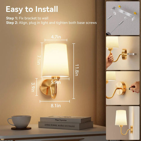 Top Shelf Battery Operated Wall Sconces Set Of Two With Remote Control Smart Rgb Bulbs In Matte Gold dimensions and installation steps.