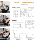 ProTactic Lite BP 250 AW III Laptop Backpack compatibility with GearUp insert options, showing diagram and usage examples.