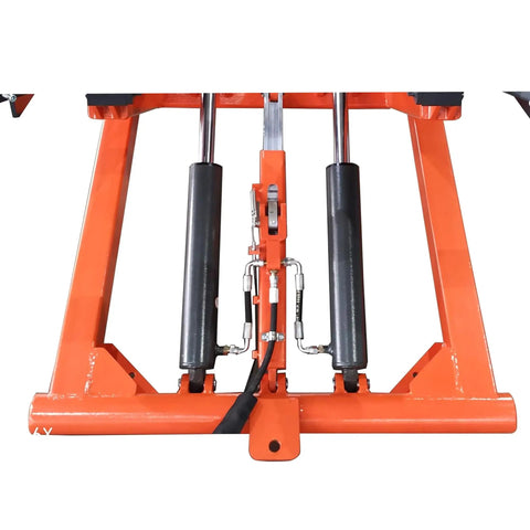Portable Mid Rise Scissor Lift With 6600 Pound Capacity And 55 Inch Max Lift Height hydraulic system and support base detail.