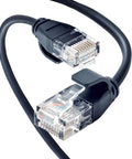 Cat6A Ultra Slim Ethernet Patch Cable 20 Ft 34AWG U/UTP Black for lightning fast home and office internet connection close-up