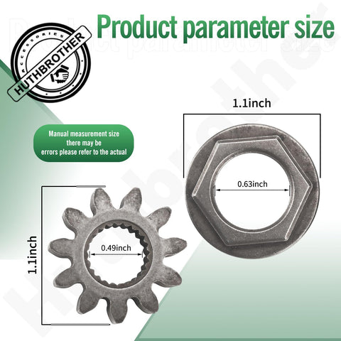 Pinion Gear And Steering Bushing Kit For MTD Cub Cadet 717-1554 917-1554 Toro 112-0863 Replacement size diagram