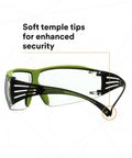 SecureFit 400X Safety Glasses With Anti Fog And Anti Scratch Clear Lenses ANSI Z87 Rated Green And Black Frame Side View