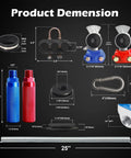 Dimensions and components of 12 Ft 3 In 1 Air Line Kit For Semi Truck With Air Hoses And Power Line Gladhands Handles