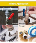 Premium Raw Thread Sealing White Teflon Tape With Pure Oil Free Formula For Tight Fitting Pipe Connections applied on various fittings.