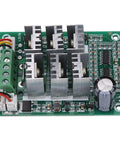 Badass Dc Brushless Motor Speed Controller Delivers Fifteen Amps Of Raw Torque For Smooth Three Phase CW To CCW Switching On Just About Any Rig, four heatsinks, and circuit components on a green PCB.