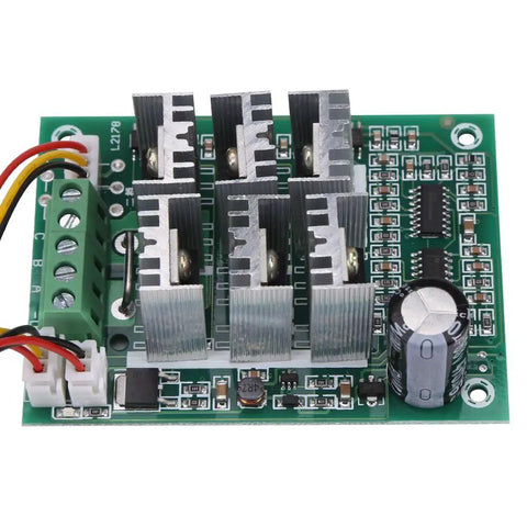 Badass Dc Brushless Motor Speed Controller Delivers Fifteen Amps Of Raw Torque For Smooth Three Phase CW To CCW Switching On Just About Any Rig, four heatsinks, and circuit components on a green PCB.