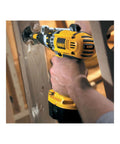 Workhorse Self Feed Spade Drill Bit For Tough Job Sites And 28 Millimeter Aggressive Cutters With Lockdown Shank And Lightning Fast Wood Piercing Performance Built For Cordless And Wired Power Drills in use with a DeWalt drill.
