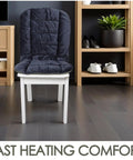 Plush Heated Seat Cushion With Backrest For Office Chair, Electric Warmer Pad With Snug Fit And Fast Warm Up For Work Home Use, Soft Fullbody Support Comfort on a white chair in a modern setting.