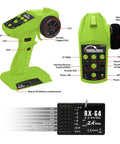 4CH 2.4G RC Transmitter With Receiver And Lanyard Anti Jamming Remote Controller for RC Car Crawler Boat, green and black
