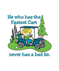 Premium Ceramic Coffee Mug 11 Oz Featuring Fastest Cart Graphic Art, kid in golf cart with trees, bright and playful design.