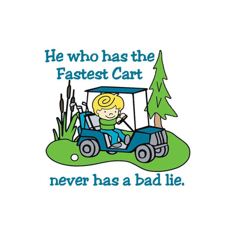 Premium Ceramic Coffee Mug 11 Oz Featuring Fastest Cart Graphic Art, kid in golf cart with trees, bright and playful design.