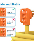 50 Amp RV Extension Cord 25 Ft Heavy Duty Weatherproof Generator Power Cable With LED Safe Indicators on yellow cord