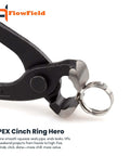 10 Inch Ear Clamp Pliers High Leverage Carpenter Pincer Nail Puller End Cutting PEX B Clamp Pliers in action on clamp ring