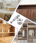 10 Piece Furniture Connecting Rods And 10 Cam Locks Set For Cabinets And Wardrobes displayed in home settings.
