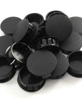 Black Nylon Hole Plugs For 1 1/8 Inch Holes With Locking Tabs Snaps Into Place Slightly Domed Textured Head Expanding Wings Lock To Sides 6 Pack
