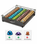 VertuoLine Capsule Drawer Organizer With Glass Front Holds 50 Pods In Five Rows Of Ten Perfect For Counter Or Cabinet Storage
