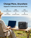 Person using Elite 100 V2 Solar Generator Kit With 200W Panel Included Ships Separately by the sea, powering a laptop on a table