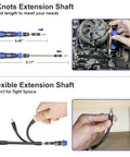 79 In 1 Magnetic Screwdriver Kit With 58 Bits And Anti Static Wrist Strap For Electronics Repair showing extension shaft options