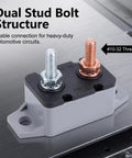Dual Pack 30A 12V Circuit Breakers With Clear Covers And Red Indicators showing dual stud bolt structure for automotive circuits.