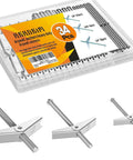 Heavy Duty Drywall Toggle Bolt Set With 34 Piece Pack For Hollow Walls Includes Quarter Inch Screws Up To 150 Lbs Sixteenth Inch Screws Up To 110 Lbs And Eighth Inch Screws Up To 70 Lbs Steel Anchors Will Not Rust Or Corrode Ideal For Sheetrock