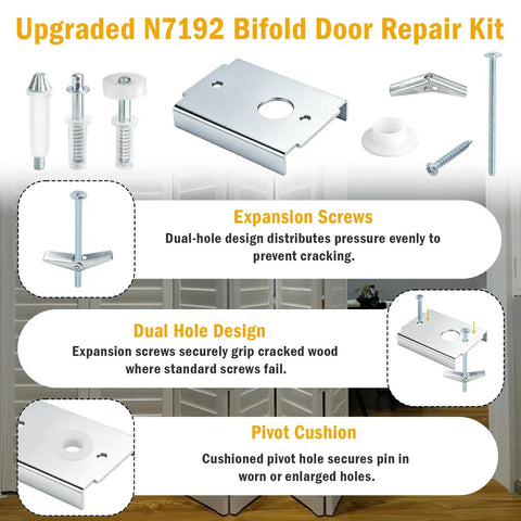 Kick The Wobble Out Of Your Closets With This Heavy Duty Bifold Door Repair Kit Featuring reinforced brackets and pivot pins.