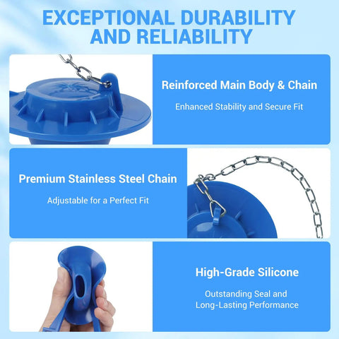 2 Inch Toilet Flapper Replacement Fits Most 2 Inch Flush Valve Toilets From American Standard Kohler Fluidmaster Toto Gerber Leak Proof Rubber Seal With Stainless Chain Blue 1 Pack Easy Install Water Saving blue silicone flapper with stainless chain