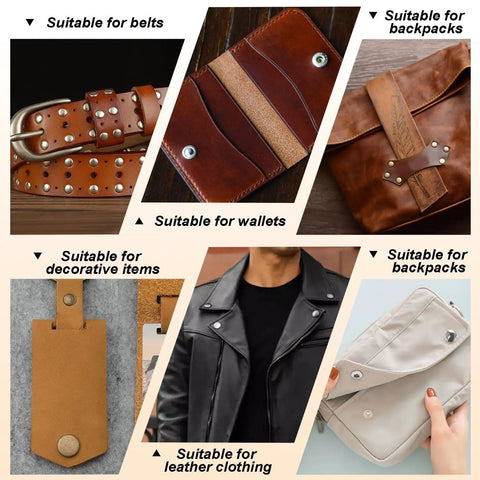 All In One Snaps Button Kit For Leather And Fabric, Metal Snap Fasteners With Four Install Tools, 50 Sets Of 12mm Mixed Studs in use