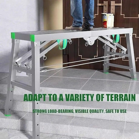 Built Tough Adjustable Portable Foldable Scaffold Tower Ladder Bench With 400kg Capacity for Home DIY Projects, Workshop, Garage and Construction Sites 200x40cm, side view