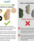 Comparison of durable dog bite sleeve for medium to large breeds and poor quality alternatives, highlighting construction and material differences.