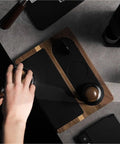 No Sweat Solid Wood And Non Slip Silicone Espresso Tamping Mat Fits All Standard 51 To 58 Millimeter Portafilters in use.