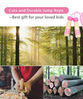 Kids Jump Rope 7ft Adjustable Cotton Skipping Rope With Wooden Handles For Boys And Girls Fitness Outdoor Exercise. Pink and ergonomic.