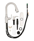 High Arc Kitchen Faucet With Pull Down Sprayer And Soap Dispenser, Spot Defense Stainless Finish, parts layout