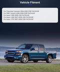 Chevrolet Colorado ZQ8 package compatibility chart with a blue pickup truck in the foreground, related to Front Left Wheel Hub And Bearing Assembly 515106 With ABS Compatible With Chevrolet Colorado 2004 2008 GMC Canyon 2004 2008 Isuzu I Series 6 Lug 2004 2008 OE Quality Drop In Replacement 2 Pack.