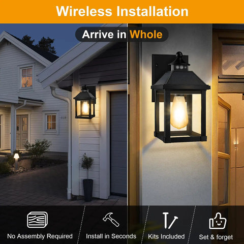 Rock Solid Outdoor Solar Sconce Lights Featuring Integrated Panels For Instant Front Porch Glow And Zero Wiring Hassle Free Weather Resistant Wall Mount Fixtures Straight Up Reliable Dust To Dawn, installed on a home exterior.