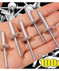 Heavy Duty Aluminum Blind Rivets Kit 4.8mm Diameter Flanged Pop Rivets 16mm 20mm 25mm Lengths Assortment Pack With 20 40 60 Or 100 Pieces