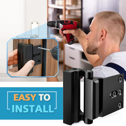 Door Reinforcement Lock For Front Door With 800 Lbs Strength Top Of Door Safety Latch Kid Safe Flip Lock Heavy Duty Door Security For Inward Swinging Doors Night Guardian Stop Entry And Easy Install installation process
