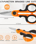 2 Pack 5.7 Inch Beefy Fishing Scissors Braided Line Cutters Heavy Duty 3Cr13 Steel Non Slip Serrated Edge Snips For Saltwater And Freshwater Braid Trimming Orange, side view