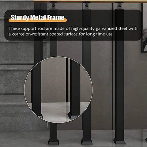 Top Shelf Square Wrought Iron Baluster Posts Built Like A Tank Black Powder Coated Banister Rails For Outdoor Deck And Staircase Project 4 Pack 39 Inch Height showing sturdy black metal frame and durable finish.