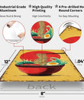 Funny Vintage Metal Sign Ramen Bowl With Waves And Sun 8x12 Inch Tin Wall Sign Poster showing aluminum details and pre-drilled holes.