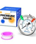 Stainless Steel Dry Pressure Gauge 0-300 Psi With 2 Inch Dial Quarter Inch NPT Center Back Mount Built Tough Waterproof product box.